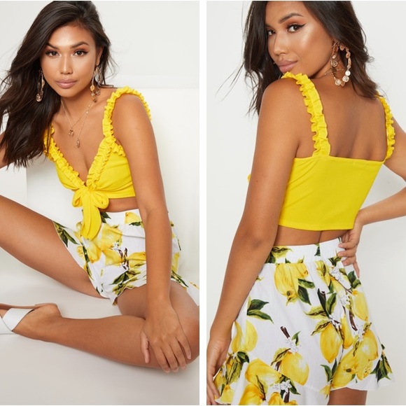Prettylittlething | Yellow Ribbed Top - Picture 3 of 3